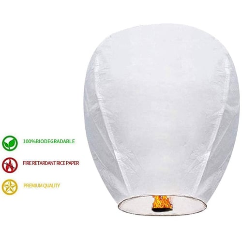 10Pcs Chinese Lanterns Paper White Lanterns 100% Biodegradable Environmentally 