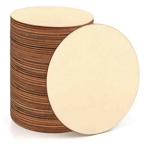 25pcs Unfinished Round Wooden Disc Blank Wood Cutout Circles Slices Discs DIY 