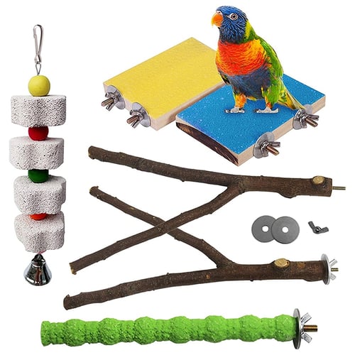 Parrot Perch Pet Birds Rest Stand Beaks Nails Trimming Stick Playing Toy 