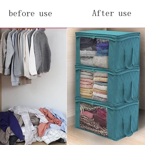 Large Foldable Quilt Storage Bag Closet Organizer Clothes Blanket Box Dust-proof 
