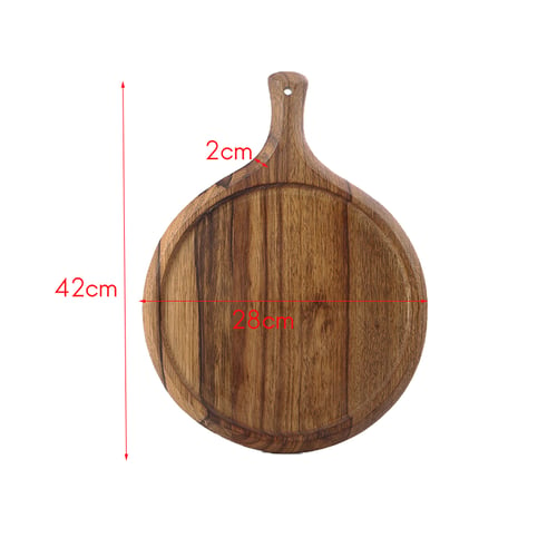 Wooden Pizza Tray Round Board, Round Wooden Pizza Board With Handle