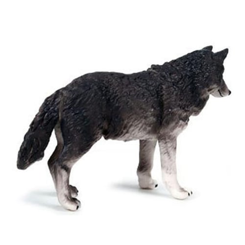 2pcs Gray Wolf Wildlife Animal Figurines Collectibles Home Statue Decoration 