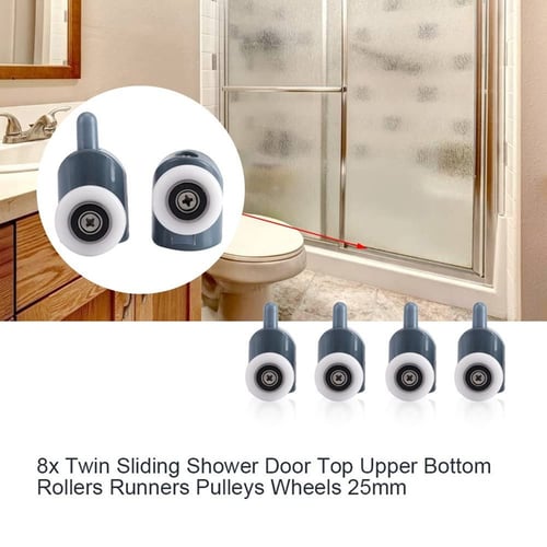 8pcs Twin Spare Replace Bathroom Shower Door Rollers Runners Pulleys Wheels 25mm 