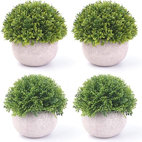 Artificial Mini Potted Plants Plastic Fake Green Grass Faux Greenery Topiary 