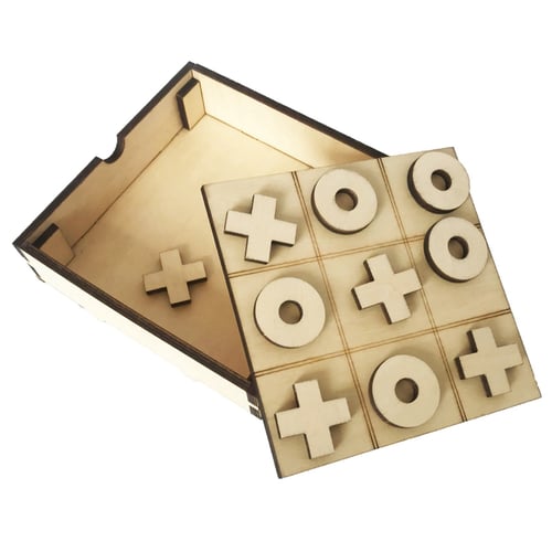 Wooden Board Games Tic Tac Toe XO Fun Strategy Puzzle for Kids and Adult 
