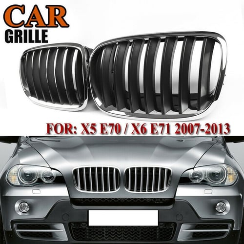 2 x Chrome Car Front Kidney Grille Grill Fit for BMW E70 X5 E71 X6 2008-2013