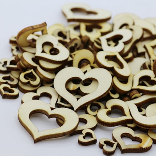 Natural Wood Confetti Slice Hollow Love Heart Scatter Decor Wedding Decoration 