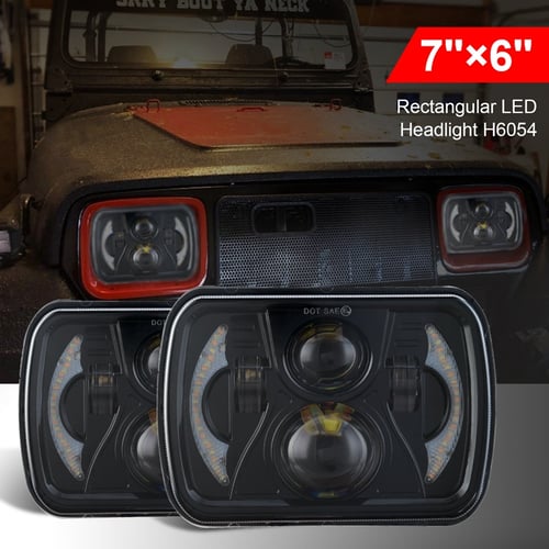 2x 7x6'' LED Headlight Hi-Lo Sealed Projector Beam Fits for Jeep Cherokee XJ YJ