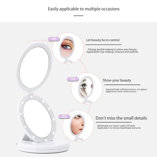 Trifold Makeup Mirror Portable Height, Height Adjustable Makeup Mirror With Lights