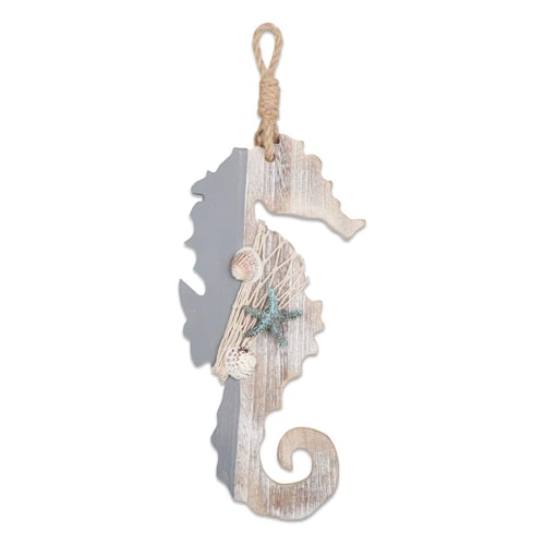 Wooden Decor Seahorse With Starfish And Ss For Nautical Decoration Wall Hanging Ornament Beach Theme Home - Seahorse Home Decor