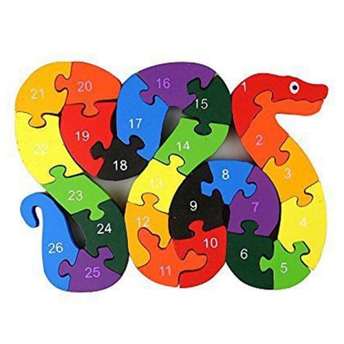 26pcs Cute Snake English Alphabet Wooden Puzzle Jigsaw Kids Educational Toy Gift 