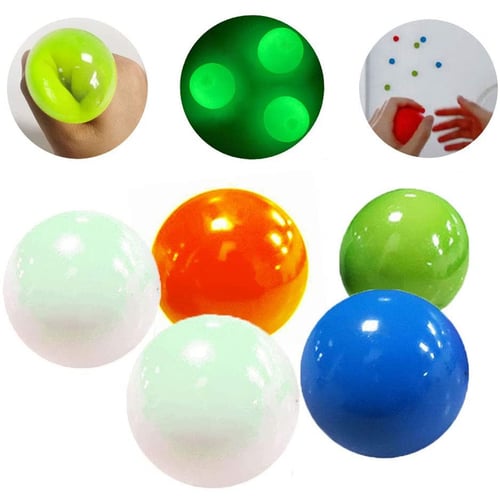5Pcs Fluorescent Sticky Balls Glow in the Dark Ceiling Stress Relief Kids Toys 