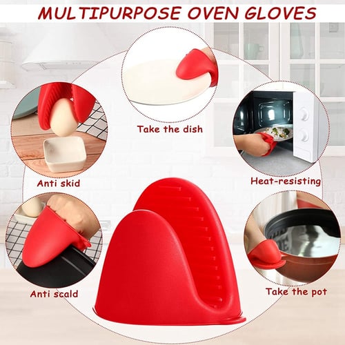 2pcs Silicone Hot Pot Holder Oven Glove Mini Oven Mitts Cooking Baking Pinch 