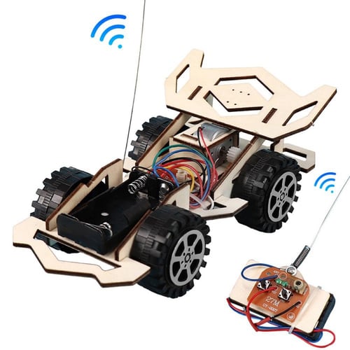 DIY Assembled RC Racing Car Model Kit Wooden Kids Science Materials Toys 
