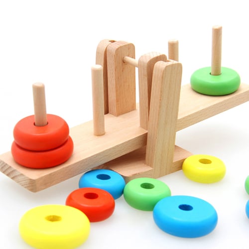 Colorful Clown Rainbow Stacker Wooden Board Toys Balancing Seesaw Balance Toys 