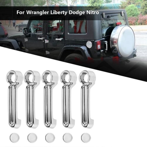 Car Door Handle 1 Set of 5 PCs Car Chrome Door Handle Tail Cover Trim for Jeep Wrangler Liberty Dodge Nitro. 