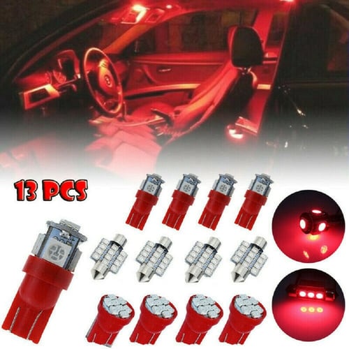Automotive 13pcs Red Car Auto LED Lights Interior Package Kit Dome