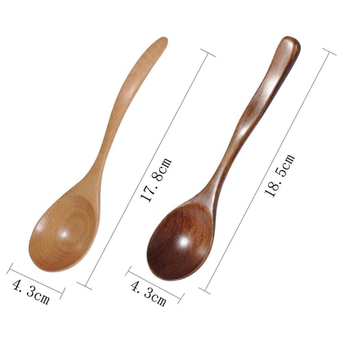 6Pcs Kitchen Wooden Spoon Cooking Utensil Tool Soup Tea Tableware Spoon Reusable 