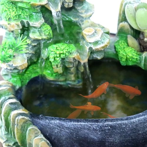 LED Resin Landscape Rockery Water Fountain Desktop Fish Tank Home Table Decor 