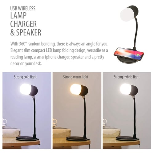 Dimmable Brightness 3 Lighting Color Changing Modes and Touch Control. Home Office Bedside Table Night Light lamp Led Desk lamp with QI Wireless Smart Charger 