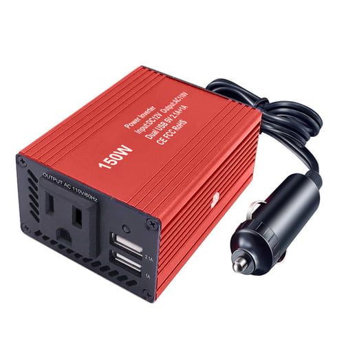 300W Dual DC 12V to 110V AC Outlets Power Inverter Car Charger Adapter 2USB Port 