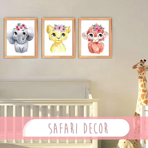 Baby Girl Nursery Decor Wall, Baby Girl Safari Room Decor