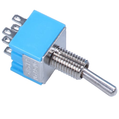10Pcs AC 125V 6A 6Pin ON-OFF-ON DPDT Latching Mini Toggle Switch Blue 6mm 