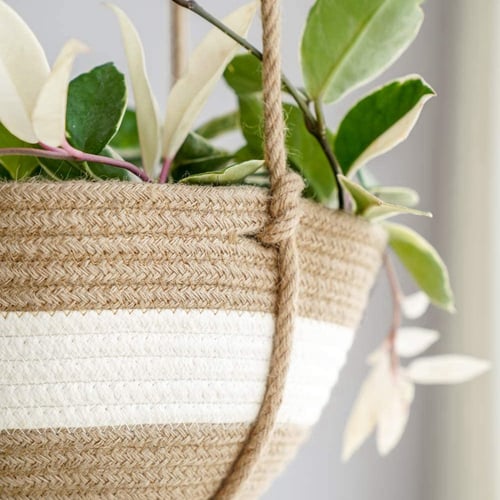 Boho Style Woven Seagrass Flower Plant Pot Hanger Hanging Planter Basket