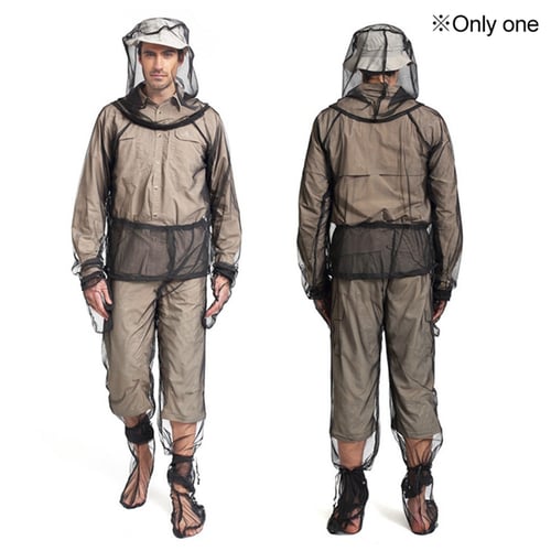 Outdoor Mosquito Bug Bee Insect Mesh Jacket Trousers Set Camp Fish Protector Net 