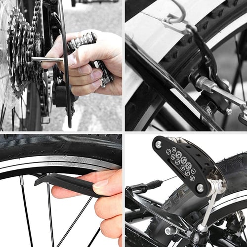 Waterproof Frame Triangle Bag & Mini Bike Pump & 11 in Bike Tyre Repair Kit 