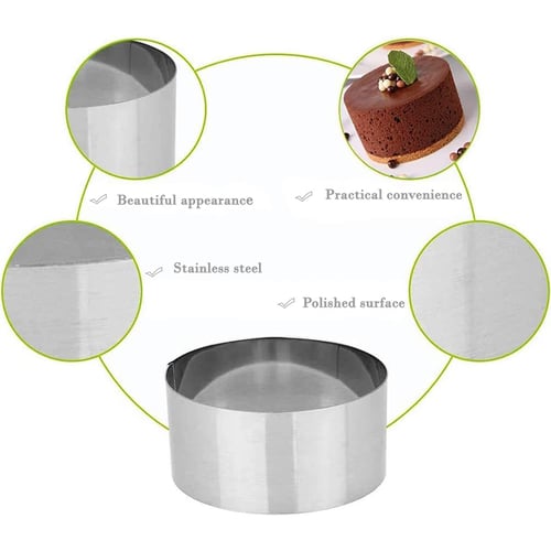 DIY 4pcs Stainless Steel Cake Round Mold Tools Food Cooking Rings Pusher Kit 