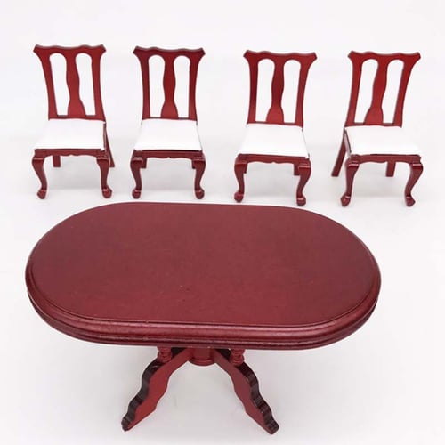 5pcs Dining Table Chair Model Set 1:12 Scale Dollhouse Miniature Furniture Toy#2 