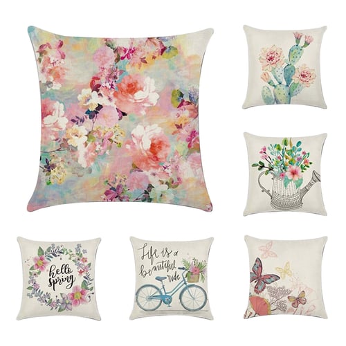 Printed Butterfly Cushion Cover Pattern Decor Throw Pillow Case Linen Square 