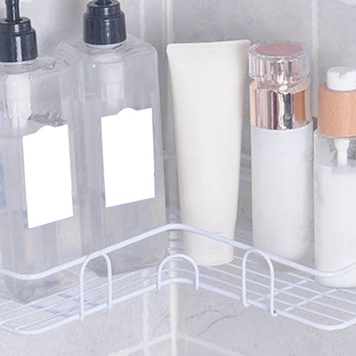 Bathroom kitchen Punch Corner Frame Shower Shelf Wrought Iron Shampoo Storage 