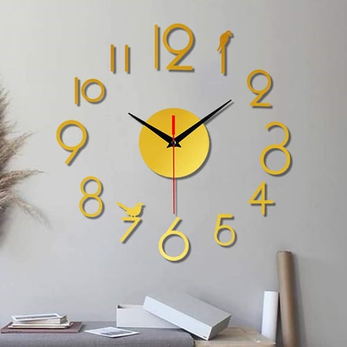 Hot DIY Wall Clock Modern Design 3D Mirror Surface Wall Sticker Clock Home Decor 