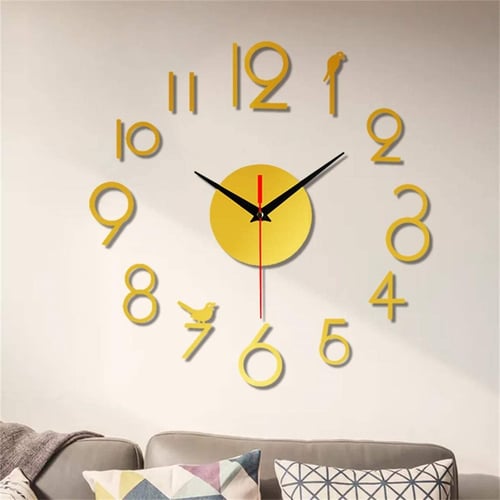 Frameless Diy Wall Clock Modern 3d Mirror Decor Roman Numerals Surface Sticker - Wall Of Clocks Decor
