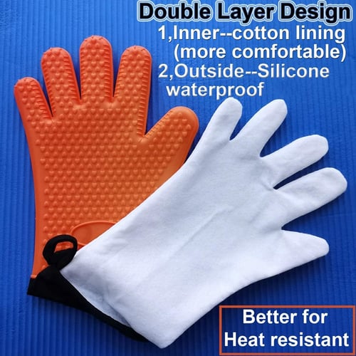 Silicone oven gloves kitchen pastry bbq mitts heat resistant 