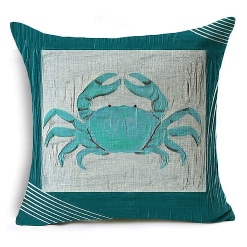 Marine Life Crab Conch Sea Shell Cushion Cover Home Decoration Sofa Pillow Case 