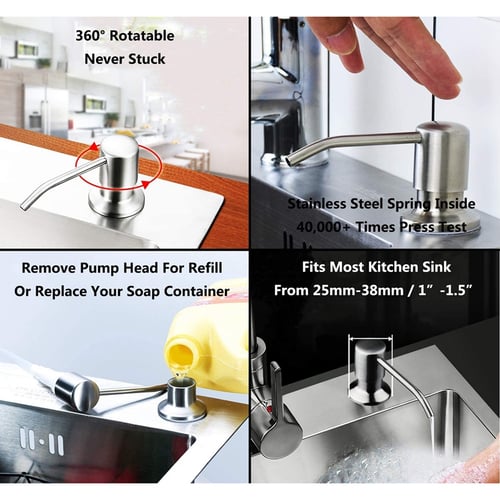 Stainless Steel Sink Countertop Soap Dispenser Pump Head Extension Tube Kitchen 