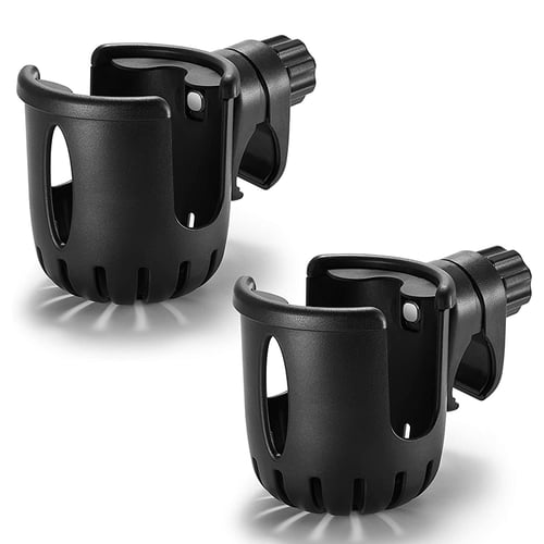Cup Holders for Trolleys and Wheelchairs with 360-degree Rotation Black, 1 Piece Universal Drink Holders for Bikes and Strollers 
