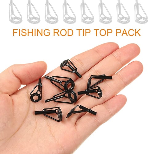 80pcs Fishing Rod Guide High-quality Ceramic Ring Tip Top Fish Pole Repair Black 