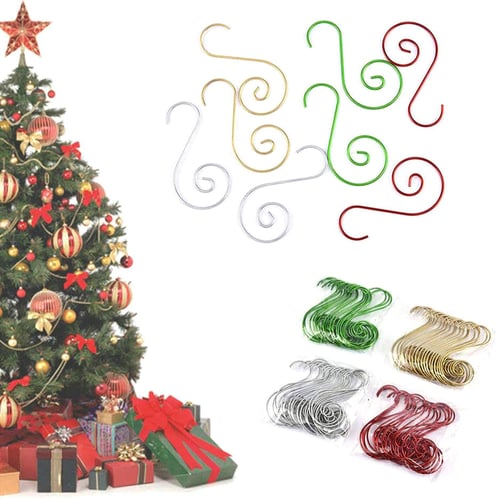 100pcs S Shape Metal Hanger Hook Christmas Tree Hook Holder Decoration 