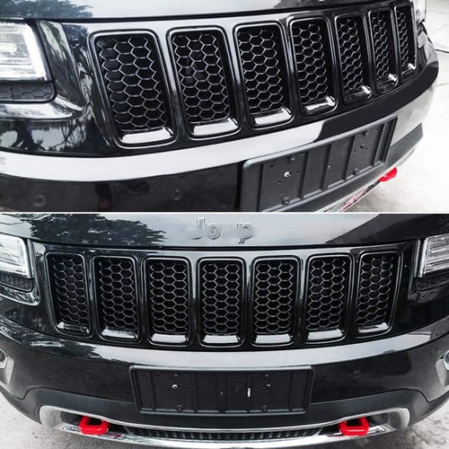 Front Grille Inserts Grill Ring Cover Trim for 2014-2016 Jeep Grand Cherokee Bl