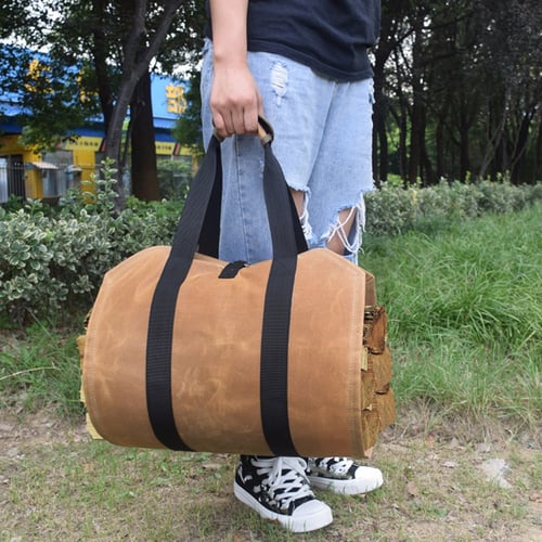 Wood Carry Bag Firewood Carrier Durable Canvas Tote Bag Carrying Logs Fireplace 