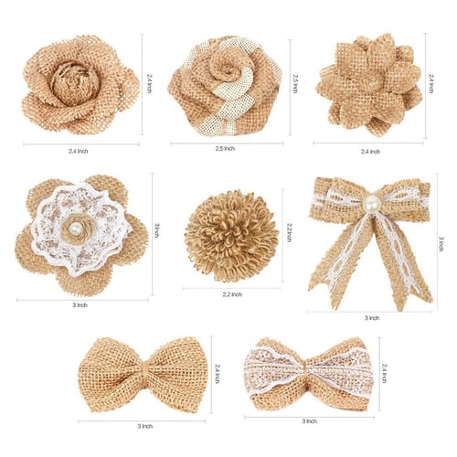 24pcs in 1 Set Burlap Flower Rustic DIY Linen Materials Decoration for Wedding 