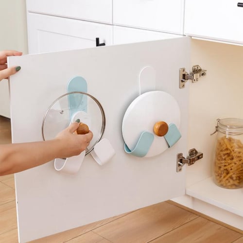 6Pcs Organization Pot Utensils Lid Holder Pan Home Storage Wall-Mounted Kitchen 