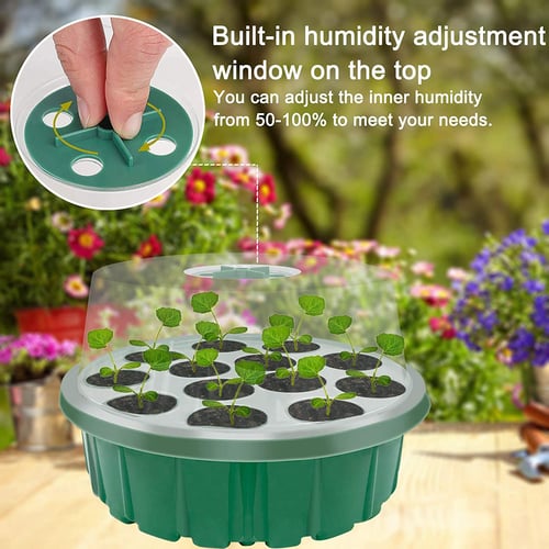 10pcs Plant Seed Starter Grow Tray Humidity Adjustable Kit Dome Base Greenhouse 