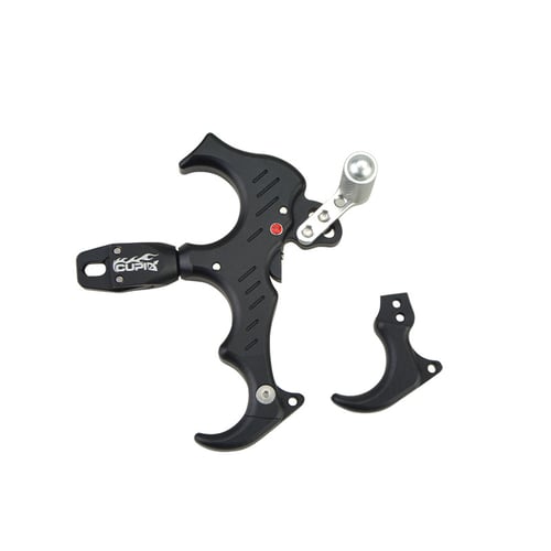 Archery 4 Finger Release Aids Thumb Trigger Grip Caliper Compound Bow Handle 