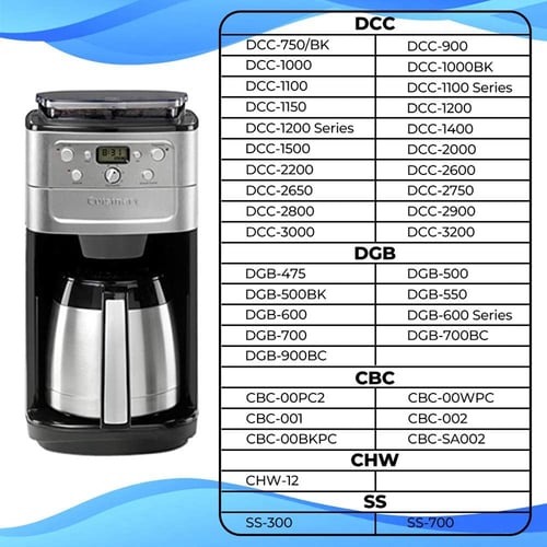 Replacement Charcoal Water Filter For Cuisinart DGB-475 Coffee Machines 