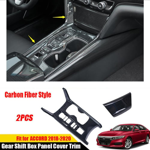 Carbon Fiber Grain Gear Box Panel Cup Holder Frame Cover Trim Car Styling